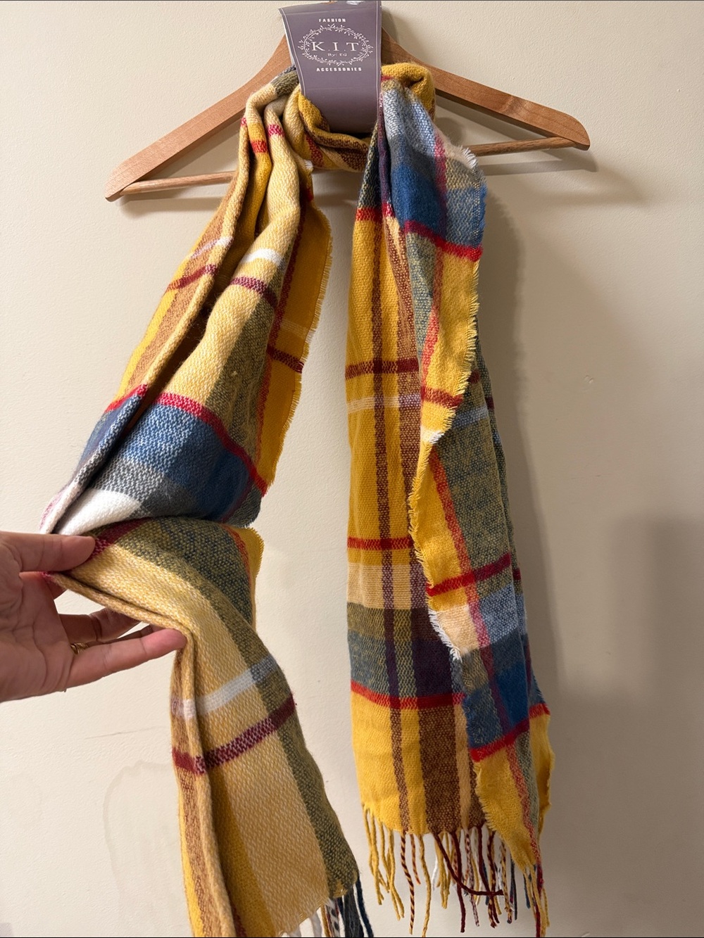 Yellow Plaid Fringe Scarf - Cozy Home Accent